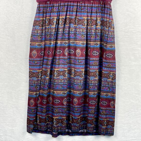 Stuart Allen 10 Artsy Dress Beaded 80s Purple Blue Retro Gypsy Boho Made In USA - Picture 4 of 10